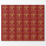 [ Thumbnail: Red, Faux Gold "Happy 78th Birthday" Wrapping Paper ]