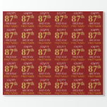 [ Thumbnail: Red, Faux Gold "Happy 87th Birthday" Wrapping Paper ]
