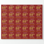 [ Thumbnail: Red, Faux Gold "Happy 88th Birthday" Wrapping Paper ]
