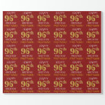 [ Thumbnail: Red, Faux Gold "Happy 96th Birthday" Wrapping Paper ]