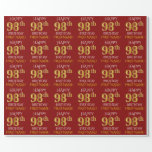 [ Thumbnail: Red, Faux Gold "Happy 98th Birthday" Wrapping Paper ]