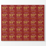 [ Thumbnail: Red, Faux Gold "Happy 99th Birthday" Wrapping Paper ]