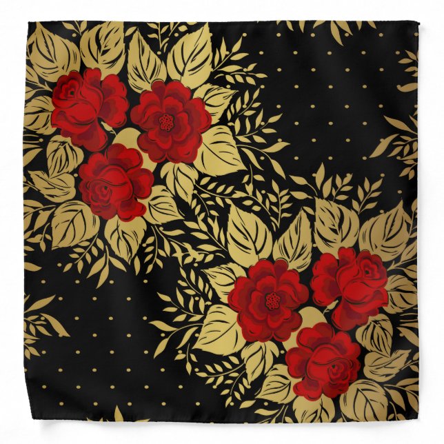 red,faux,gold,roses,pattern,chic,elegant,modern,gi bandana (Front)