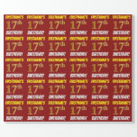 [ Thumbnail: Red, Faux/Imitation Gold, "17th Birthday" Wrapping Paper ]