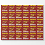 [ Thumbnail: Red, Faux/Imitation Gold, "20th Birthday" Wrapping Paper ]