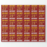 [ Thumbnail: Red, Faux/Imitation Gold, "21st Birthday" Wrapping Paper ]