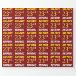 [ Thumbnail: Red, Faux/Imitation Gold, "23rd Birthday" Wrapping Paper ]