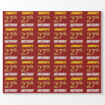 [ Thumbnail: Red, Faux/Imitation Gold, "27th Birthday" Wrapping Paper ]