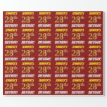 [ Thumbnail: Red, Faux/Imitation Gold, "28th Birthday" Wrapping Paper ]