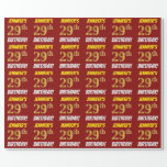 [ Thumbnail: Red, Faux/Imitation Gold, "29th Birthday" Wrapping Paper ]