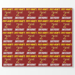 [ Thumbnail: Red, Faux/Imitation Gold, "2nd Birthday" Wrapping Paper ]