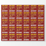 [ Thumbnail: Red, Faux/Imitation Gold, "37th Birthday" Wrapping Paper ]