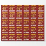 [ Thumbnail: Red, Faux/Imitation Gold, "46th Birthday" Wrapping Paper ]