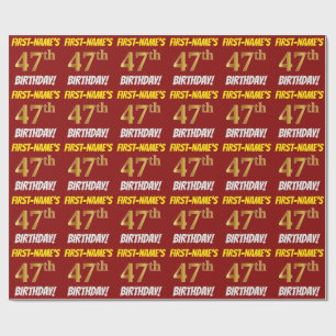 Red, Faux/Imitation Gold, "47th BIRTHDAY" Wrapping Paper