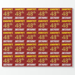 [ Thumbnail: Red, Faux/Imitation Gold, "48th Birthday" Wrapping Paper ]