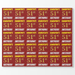 [ Thumbnail: Red, Faux/Imitation Gold, "51st Birthday" Wrapping Paper ]