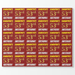 [ Thumbnail: Red, Faux/Imitation Gold, "53rd Birthday" Wrapping Paper ]