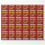 [ Thumbnail: Red, Faux/Imitation Gold, "54th Birthday" Wrapping Paper ]