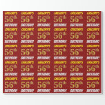 [ Thumbnail: Red, Faux/Imitation Gold, "56th Birthday" Wrapping Paper ]