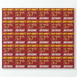 [ Thumbnail: Red, Faux/Imitation Gold, "57th Birthday" Wrapping Paper ]