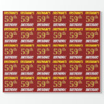 [ Thumbnail: Red, Faux/Imitation Gold, "59th Birthday" Wrapping Paper ]