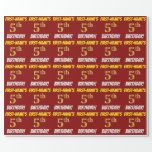 [ Thumbnail: Red, Faux/Imitation Gold, "5th Birthday" Wrapping Paper ]