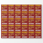 [ Thumbnail: Red, Faux/Imitation Gold, "67th Birthday" Wrapping Paper ]