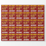 [ Thumbnail: Red, Faux/Imitation Gold, "68th Birthday" Wrapping Paper ]