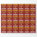 [ Thumbnail: Red, Faux/Imitation Gold, "76th Birthday" Wrapping Paper ]