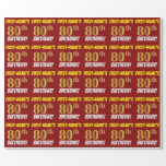 [ Thumbnail: Red, Faux/Imitation Gold, "80th Birthday" Wrapping Paper ]