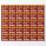 [ Thumbnail: Red, Faux/Imitation Gold, "83rd Birthday" Wrapping Paper ]