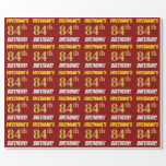 [ Thumbnail: Red, Faux/Imitation Gold, "84th Birthday" Wrapping Paper ]