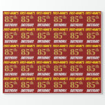 [ Thumbnail: Red, Faux/Imitation Gold, "85th Birthday" Wrapping Paper ]