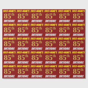 Red, Faux/Imitation Gold, "85th BIRTHDAY" Wrapping Paper