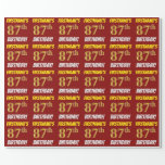 [ Thumbnail: Red, Faux/Imitation Gold, "87th Birthday" Wrapping Paper ]