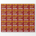 [ Thumbnail: Red, Faux/Imitation Gold, "89th Birthday" Wrapping Paper ]