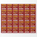 [ Thumbnail: Red, Faux/Imitation Gold, "95th Birthday" Wrapping Paper ]