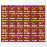 [ Thumbnail: Red, Faux/Imitation Gold, "96th Birthday" Wrapping Paper ]