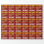 [ Thumbnail: Red, Faux/Imitation Gold, "97th Birthday" Wrapping Paper ]