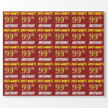 [ Thumbnail: Red, Faux/Imitation Gold, "99th Birthday" Wrapping Paper ]
