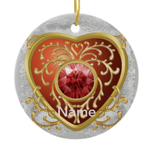 Red Faux Jewel Heart  fairy ornament