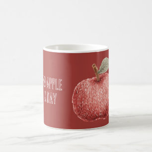 Red Faux Knit Apple A Day Fruit Coffee Mug