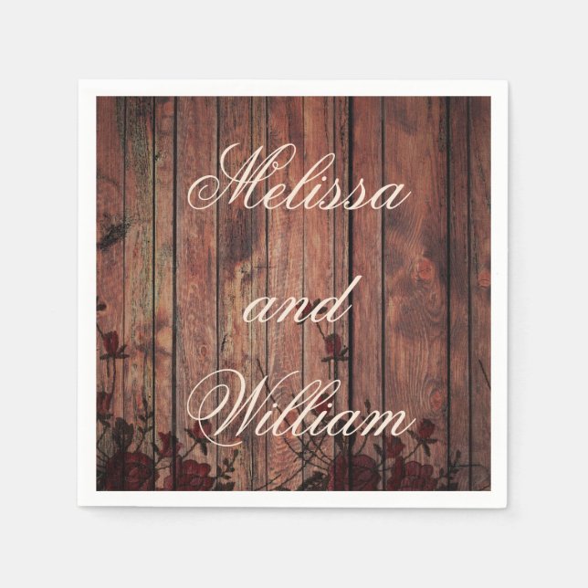 Red Faux Lace Wedding Paper Napkins (Front)