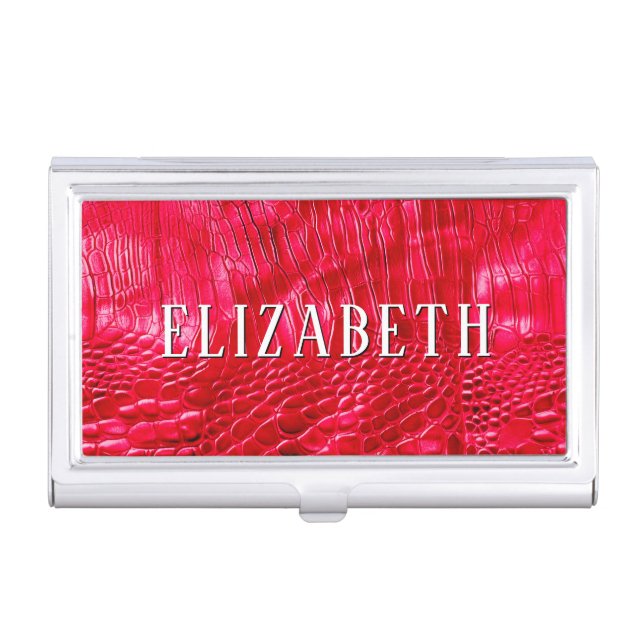 Red Faux Leather Business Card Case (Front)