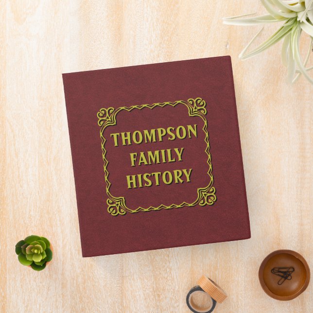Red Faux Leather Family History Genealogy Album 3 Ring Binder (In Situ)