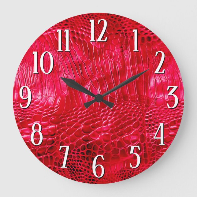 Red Faux Leather Large Clock (Front)