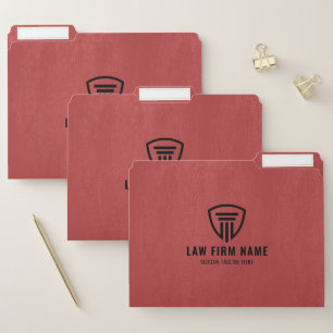 Red faux leather law logo design file folder