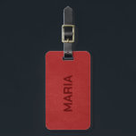 Red Faux Leather Look Monogram Luggage Tag<br><div class="desc">Image of a simple red vintage leather texture with a stitched effect with customizable and optional monogram</div>