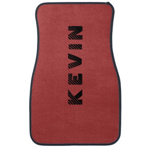 Red Faux Leather Monogram Car Floor Mat