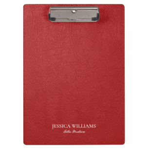 Red Faux Leather Print Vintage Look Clipboard